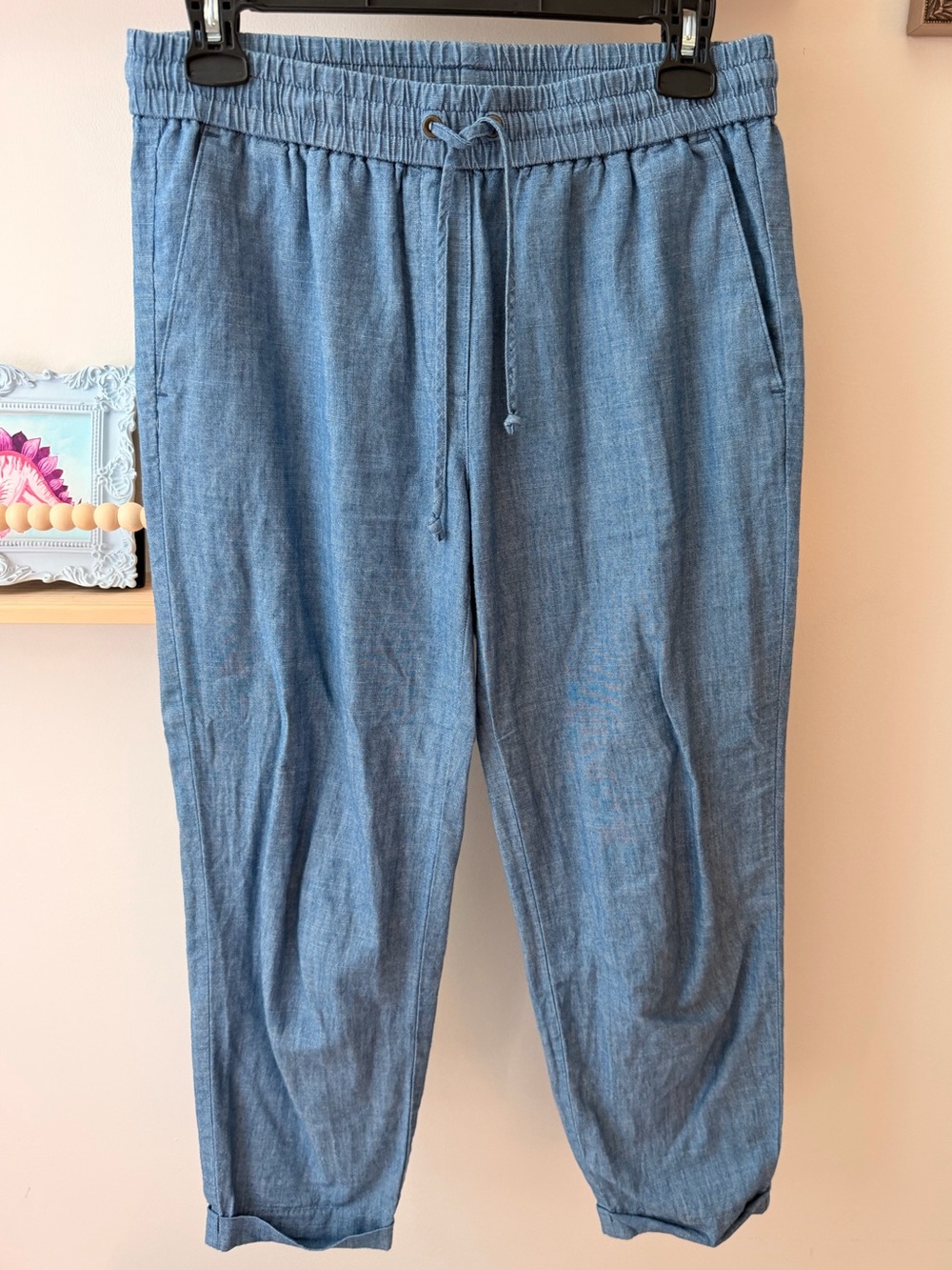 J. Crew Light Blue Chambray Elastic Waist Pants